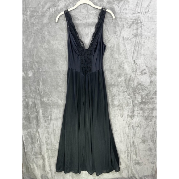 Olga Other - Olga Black Lace-Trim Long Slip Chemise